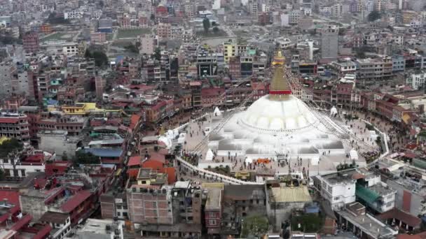 Nepal, Kathmandu. Boudhanath Stupa. Flygbilder — Stockvideo