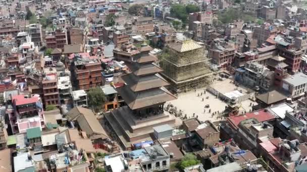 Непал, Катманду, Бхактапур. Съёмки с воздуха — стоковое видео