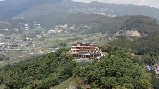 Népal, Katmandou. Monastère de Kopan. Images aériennes — Video