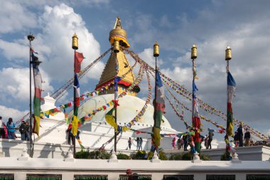 Nepal, Katmandu. Dua bayrakları ile Boudhanath stupa