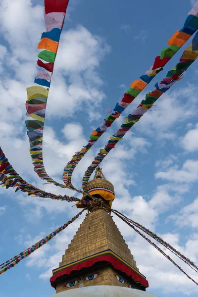 Nepal, Katmandu. Dua bayrakları ile Boudhanath stupa