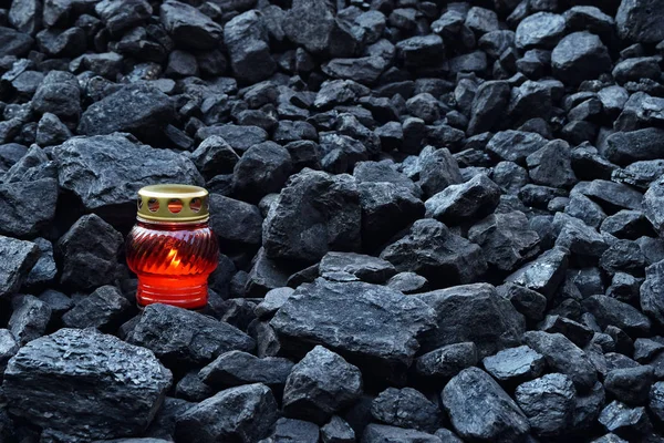 Vigil Light Candle Cheap Coal Fatal Accident Mine — Stock Photo, Image
