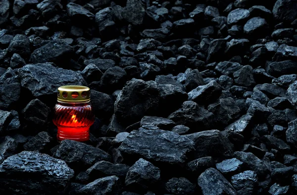 Vigil Light Candle Cheap Coal Fatal Accident Mine — Stock Photo, Image