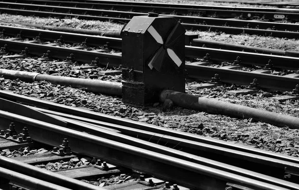 Staré Železniční Trati Spínač Automaticky Ovládané Železniční Řídící Místnosti — Stock fotografie