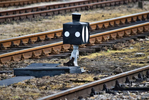 Oude Spoorweg Track Schakelaar Automatisch Bediend Vanuit Controlekamer Spoor — Stockfoto