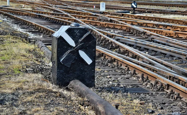 Oude Spoorweg Track Schakelaar Automatisch Bediend Vanuit Controlekamer Spoor — Stockfoto