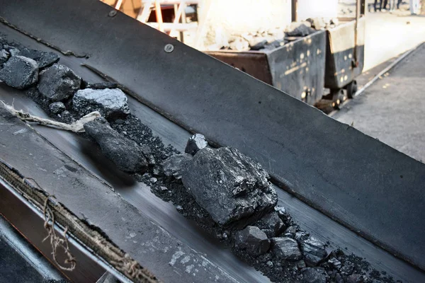 Transport Sorting Coal Means Conveyor Belt Mine — Stock Photo, Image