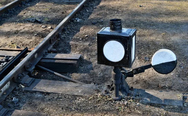 Old Railroad Track Switch Manually Operated — Stock Photo, Image