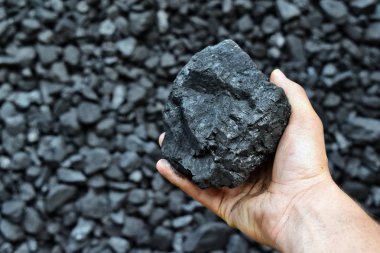 El Miner kömür benimkinde gösterir. Resim kullanmak için kömür madencilik hakkında fikir olabilir enerji kaynağı veya çevre koruma.