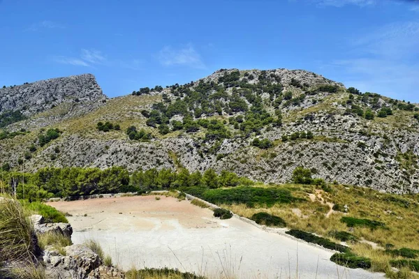 Pohled Kopce Hory Cestě Maják Formentor Mallorca Španělsko — Stock fotografie