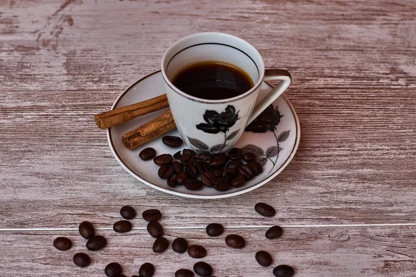 Xícara Café Com Canela Feijão — Fotografia de Stock