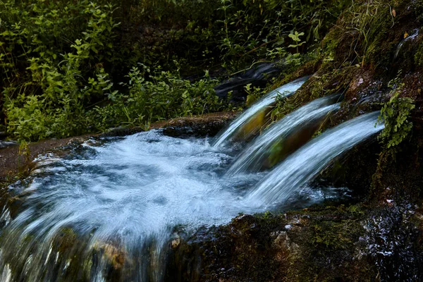 Fontána Tří Vodovodních Trubek Lese — Stock fotografie