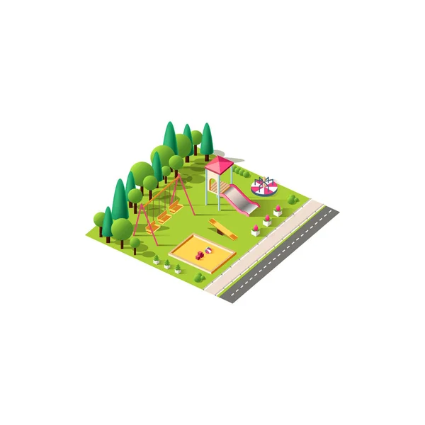 Isometric children playground — Stock Vector