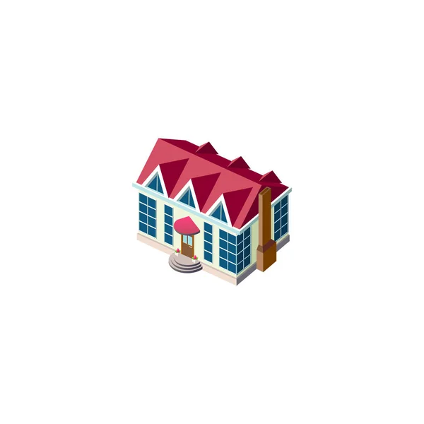 Isometric facade cottage with roof — Stock Vector