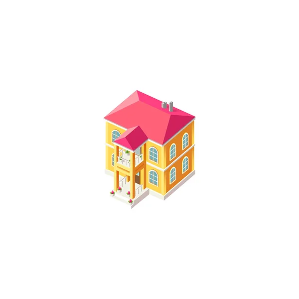 Isometric facade yellow house — Stock Vector