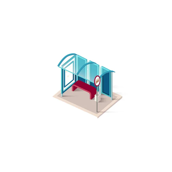 Isometrische blauwe busstation — Stockvector