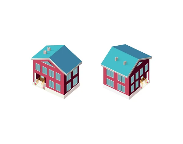 Изометрический набор загородных домов — стоковый вектор
