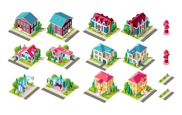 Isometric set town infrastructure — Stock Illustration Isometric set town infrastructure Stock Vector