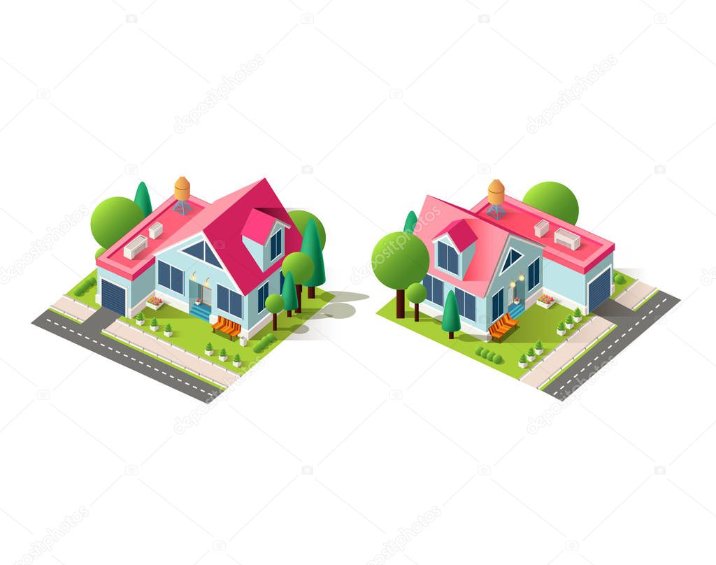 Isometric left right view house