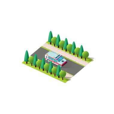 İzometrik sağdan görünüm ambulans