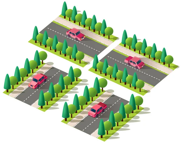 Isometric set red car — Stock Vector