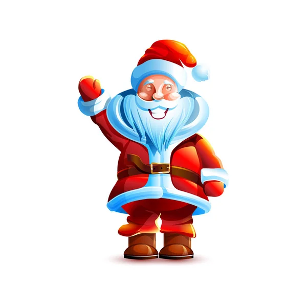 Stock Vector Illustration Isolated Character Santa Claus Waving His Hand — Stock Vector