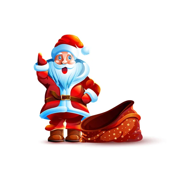 Illustration Vectorielle Personnage Isolé Santa Claus Sac Vide Sans Cadeau — Image vectorielle