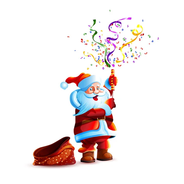 Vektor Illustration Charakter Weihnachtsmann Geschenk Leere Tasche Lächeln Slapstick Flapper — Stockvektor