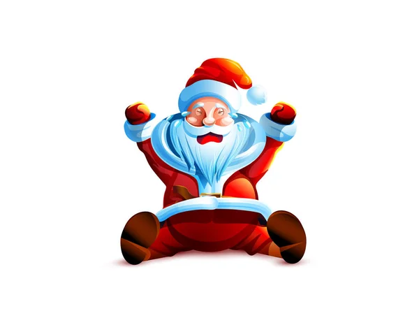 股票向量例证孤立的字符圣诞老人坐在哭泣的泪水心烦意乱的心烦意乱的贴纸情感快乐的新年快乐圣诞吉祥物设计元素白色背景 — 图库矢量图片