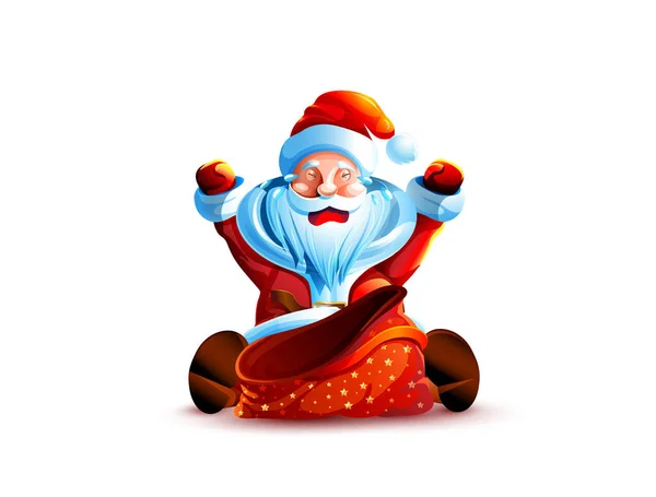 Сток Векторна Ілюстрація Ізольований Персонаж Санта Клаус Сидить Порожній Мішок — стоковий вектор