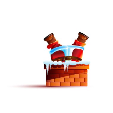 Noel Baba baş aşağı bacanın içinde sıkışmış
