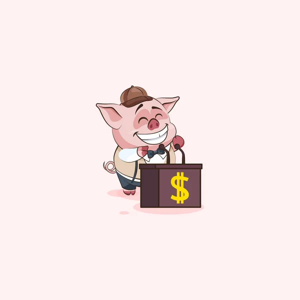Свиня наклейка емоційна мова про гроші — стоковий вектор
