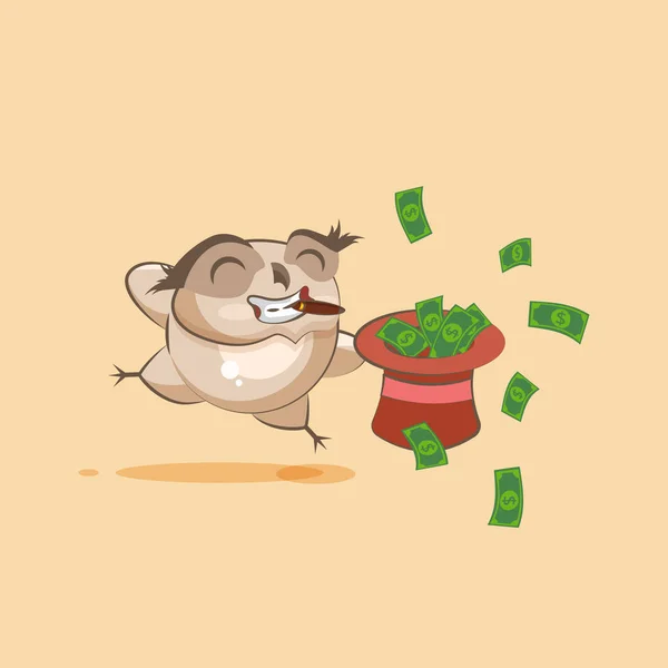 猫头鹰雪茄跳跃的喜悦与帽子的钱 — 图库矢量图片