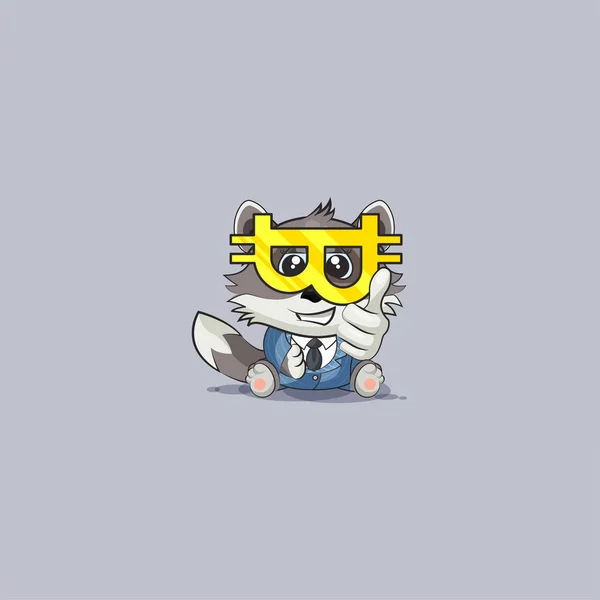 Pegatina de lobo gafas emoticono cripto moneda — Vector de stock