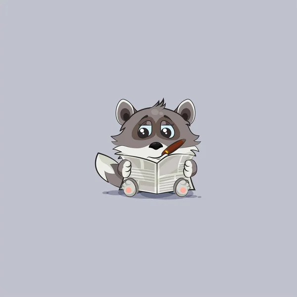 Λύκος emoticon αυτοκόλλητο με πούρο διαβάζοντας εφημερίδα — Διανυσματικό Αρχείο