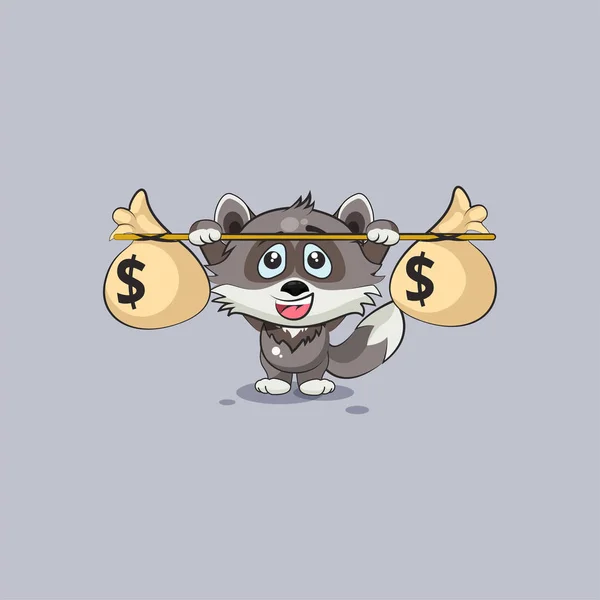 Lobo cachorro plantea barbell bolsas de dinero — Vector de stock