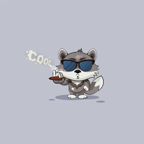 Lobo cachorro cachorro pegatina emoticono fumar cigarro — Archivo Imágenes Vectoriales
