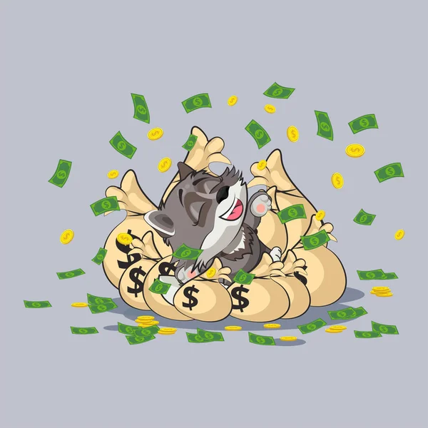 Wolf welp pup sticker emoticon ligt gelukkig — Stockvector