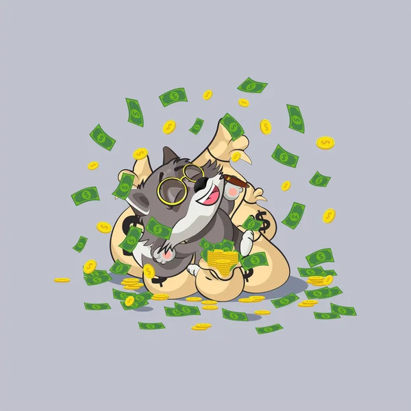 Wolf cub pup sticker emoticon lies happy celebrate — Stock Vector