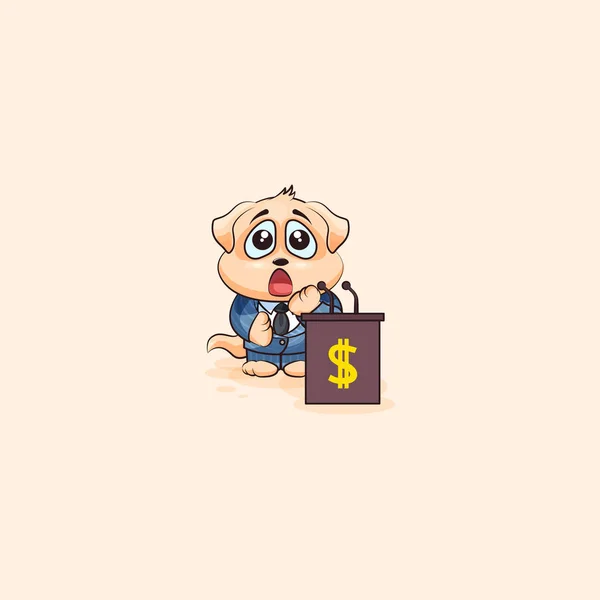 Cachorro de perro entrenamiento presentación detrás del podio — Vector de stock