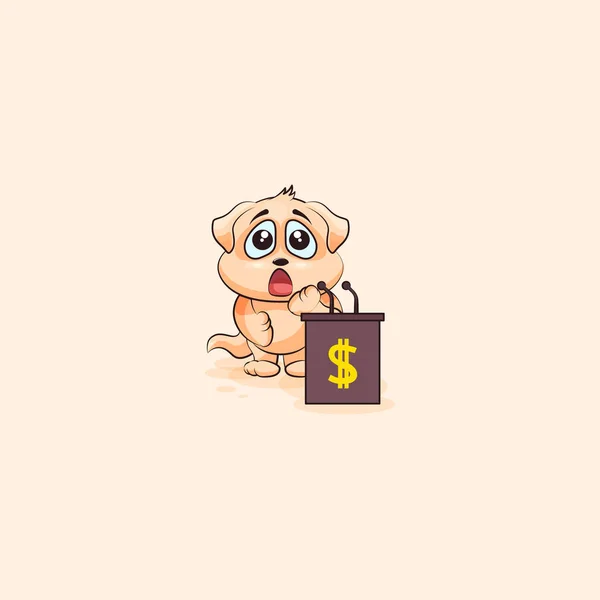 Pegatina de cachorro de perro emoticono detrás del podio — Archivo Imágenes Vectoriales