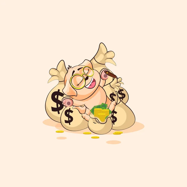 Louveteau de chien repose sur des sacs d'argent — Image vectorielle