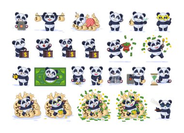 Kit koleksiyonu Emoji karakter karikatür panda ayarla
