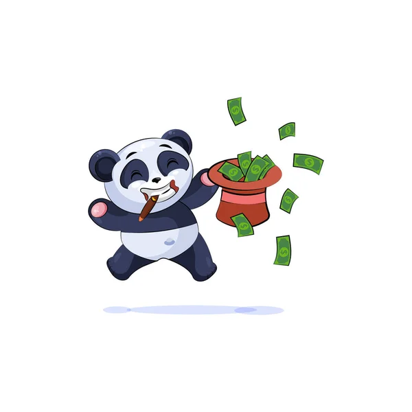 Panda te springen van vreugde met hoed geld — Stockvector