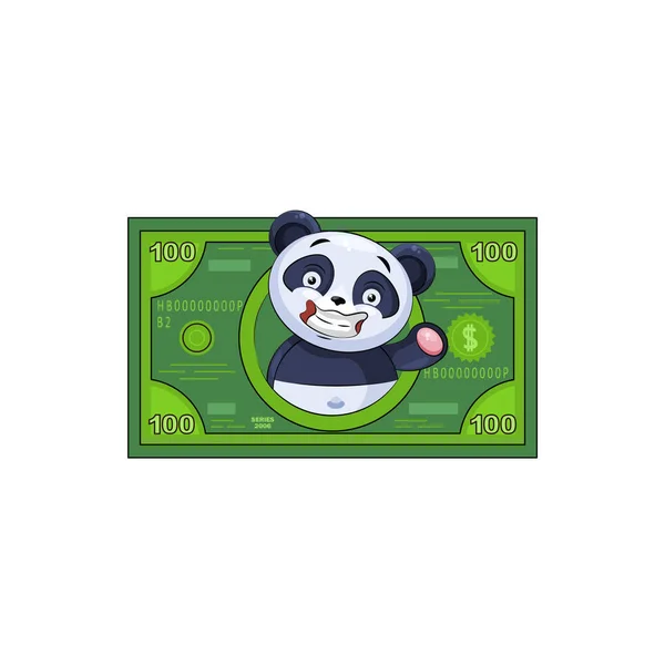 Panda adesivo emoticon dinheiro lucro dólar —  Vetores de Stock