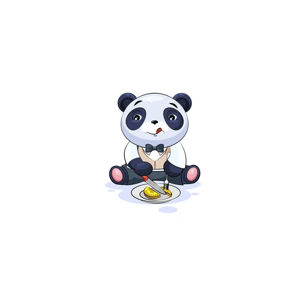 Panda in business suit shares coin money — Stock Vector