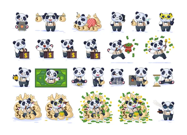 Set kit collection panda in business suit — Stock Vector