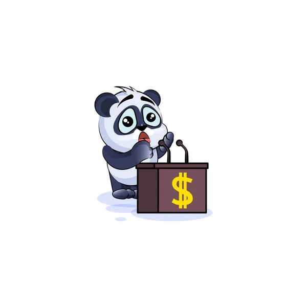 Pandabär-Sticker Emoticon hinter Podium — Stockvektor