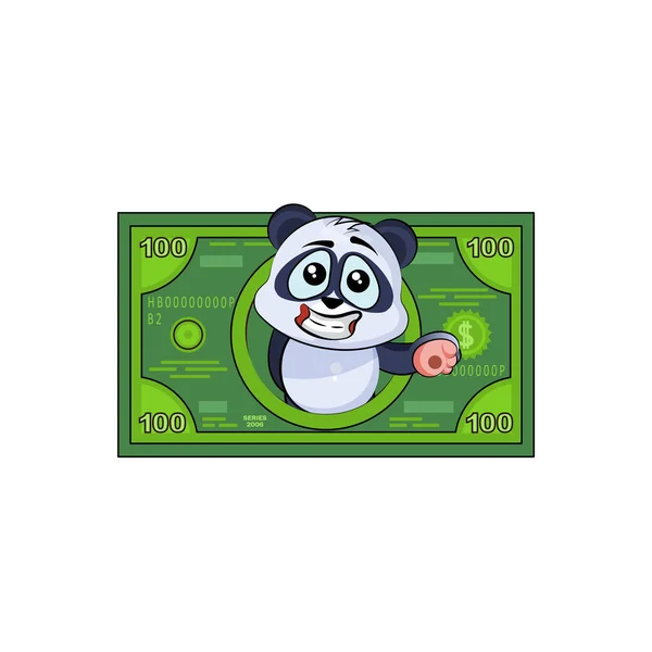 Panda Bear klistermärke uttryckssymbol pengar vinst dollar — Stock vektor