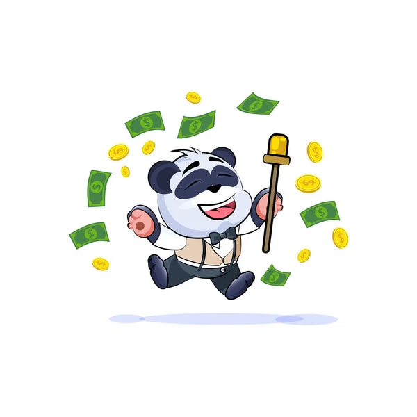 Panda bear στο επιχειρηματικό άλμα χαρά χρήματα — Διανυσματικό Αρχείο